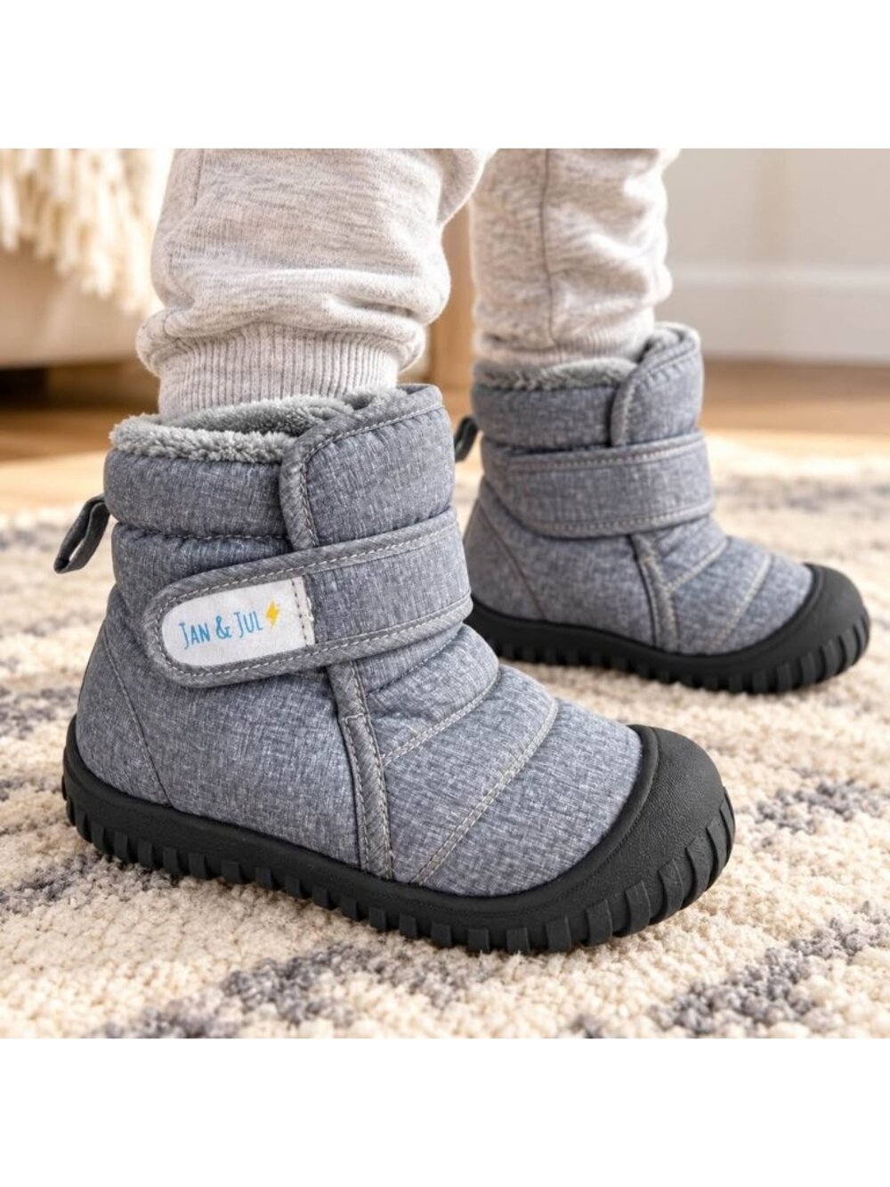 Jan & Jul Kids Grey Fleece Lined Winter Boots Size 10